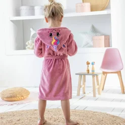 Peignoir de bain enfant à capuche licorne personnalisable microfibre