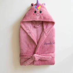 Peignoir de bain enfant à capuche licorne personnalisable microfibre