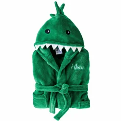 Peignoir de bain enfant à capuche personnalisable dinosaure microfibre