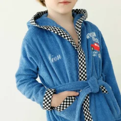 Peignoir de bain enfant à capuche voiture personnalisable éponge coton - 340 g/m²