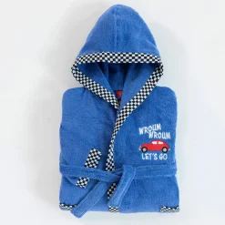Peignoir de bain enfant à capuche voiture éponge coton - 340 g/m²