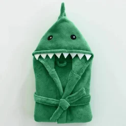 Peignoir de bain enfant dinosaure à capuche microfibre toute douce