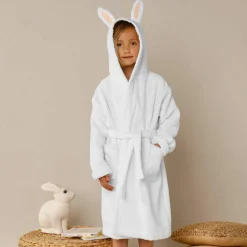 Peignoir de bain enfant lapin à capuche éponge coton - 340 g/m²