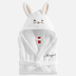 Peignoir de bain enfant Lapin personnalisé à capuche - éponge 340g/m²