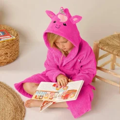 Peignoir de bain enfant Licorne personnalisé à capuche - éponge 340g/m²