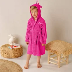 Peignoir de bain enfant Licorne personnalisé à capuche - éponge 340g/m²