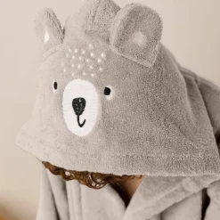 Peignoir de bain enfant ourson à capuche éponge coton - 340 g/m²