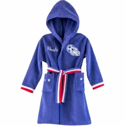 Peignoir de bain enfant personnalisable foot à capuche, éponge coton - 340 g/m²