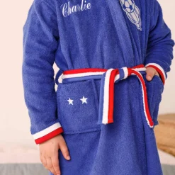 Peignoir de bain enfant personnalisable foot à capuche, éponge coton - 340 g/m²