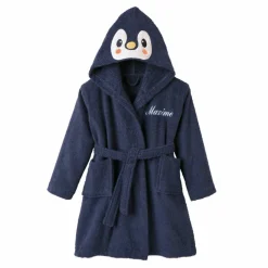 Peignoir de bain enfant personnalisable Pingouin, à capuche