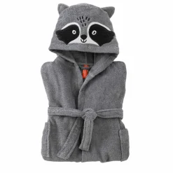 Peignoir de bain enfant raton laveur à capuche éponge coton - 340 g/m²