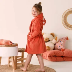 Peignoir de bain enfant renard à capuche éponge coton - 340 g/m²