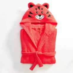 Peignoir de bain enfant tigre éponge coton - 340g/m²