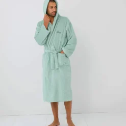 Peignoir mixte adulte col capuche éponge bouclette