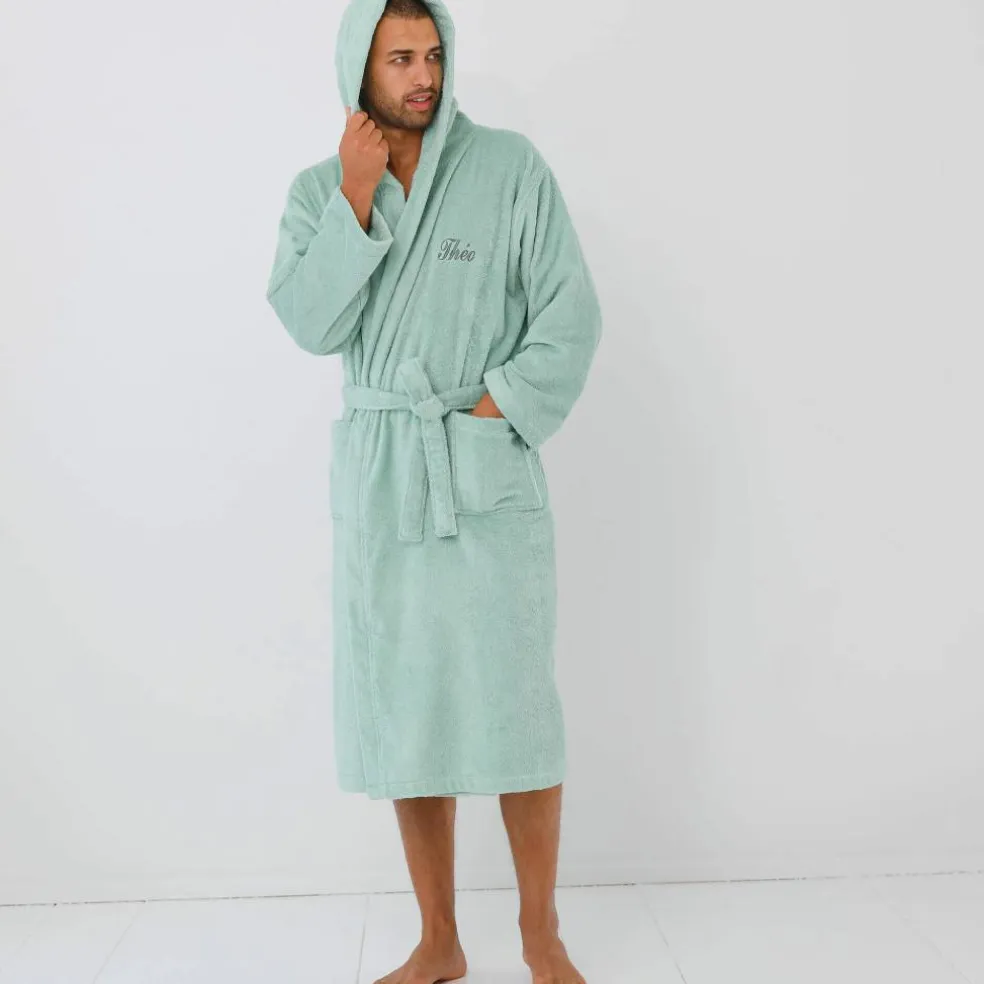 Peignoir mixte adulte col capuche éponge bouclette