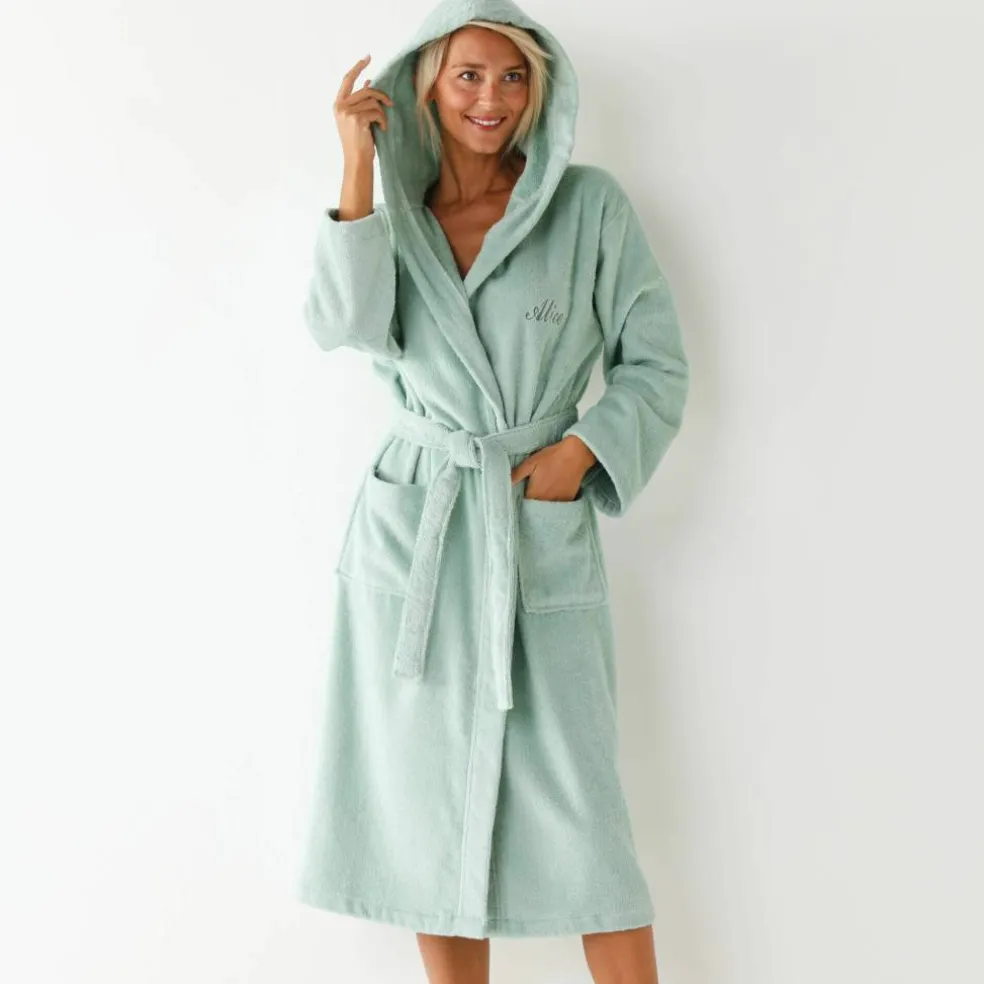 Peignoir mixte adulte col capuche éponge bouclette