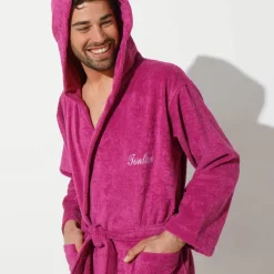 Peignoir mixte adulte col capuche éponge bouclette