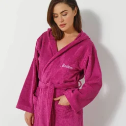 Peignoir mixte adulte col capuche éponge bouclette