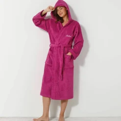 Peignoir mixte adulte col capuche éponge bouclette
