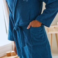 Peignoir mixte adulte col capuche éponge bouclette