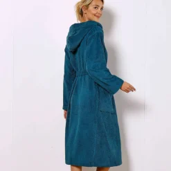 Peignoir mixte adulte col capuche éponge bouclette