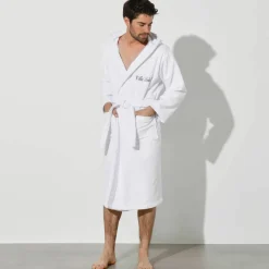 Peignoir mixte adulte col capuche éponge bouclette