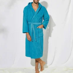 Peignoir mixte adulte col capuche - éponge bouclette 380 g/m²
