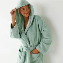 Peignoir mixte adulte col capuche - éponge bouclette 380 g/m²