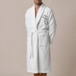 Peignoir mixte adulte col châle personnalisé - éponge bouclette 380 g/m²