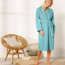 Peignoir mixte adulte col châle personnalisé - éponge bouclette 380 g/m²