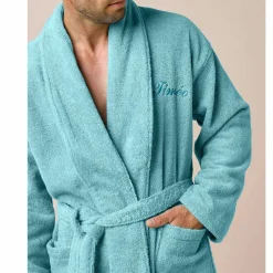 Peignoir mixte adulte col châle personnalisé - éponge bouclette 380 g/m²