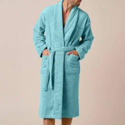 Peignoir mixte adulte col châle personnalisé - éponge bouclette 380 g/m²