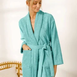 Peignoir mixte adulte col châle - éponge bouclette 380 g/m²