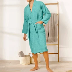 Peignoir mixte adulte col kimono - éponge bouclette 380 g/m²