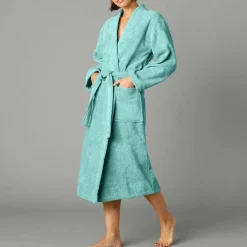 Peignoir mixte adulte col kimono - éponge bouclette 380 g/m²