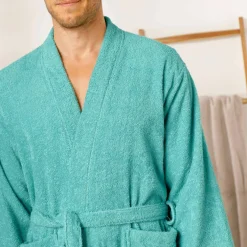 Peignoir mixte adulte col kimono - éponge bouclette 380 g/m²