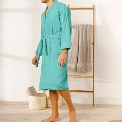Peignoir mixte adulte col kimono - éponge bouclette 380 g/m²