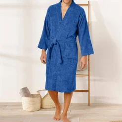 Peignoir mixte adulte col kimono - éponge bouclette 380 g/m²