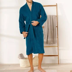 Peignoir mixte adulte col kimono - éponge bouclette 380 g/m²