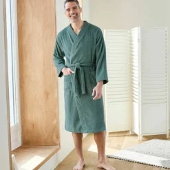 Peignoir mixte adulte col kimono - éponge bouclette 380 g/m²