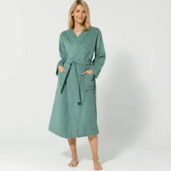Peignoir mixte adulte col kimono - éponge bouclette 380 g/m²