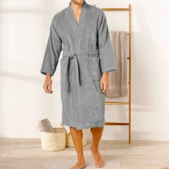 Peignoir mixte adulte col kimono - éponge bouclette 380 g/m²
