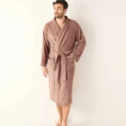 Peignoir mixte adulte col kimono - éponge bouclette 380 g/m²