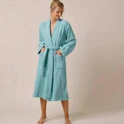 Peignoir mixte adulte uni coton éponge bouclette col kimono personnalisable