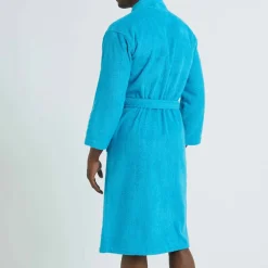 Peignoir mixte adulte uni coton éponge bouclette col kimono personnalisable