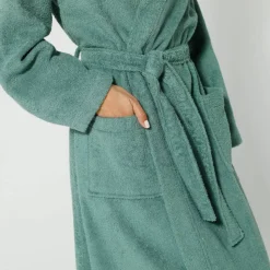 Peignoir mixte adulte uni coton éponge bouclette col kimono personnalisable