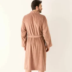 Peignoir mixte adulte uni coton éponge bouclette col kimono personnalisable