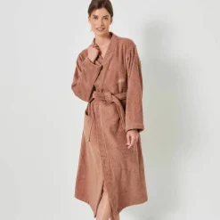 Peignoir mixte adulte uni coton éponge bouclette col kimono personnalisable