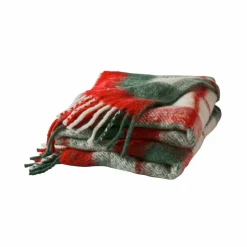 Plaid à franges, carreaux tissé-teints