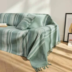 Plaid jeté multicolore coton tissage artisanal